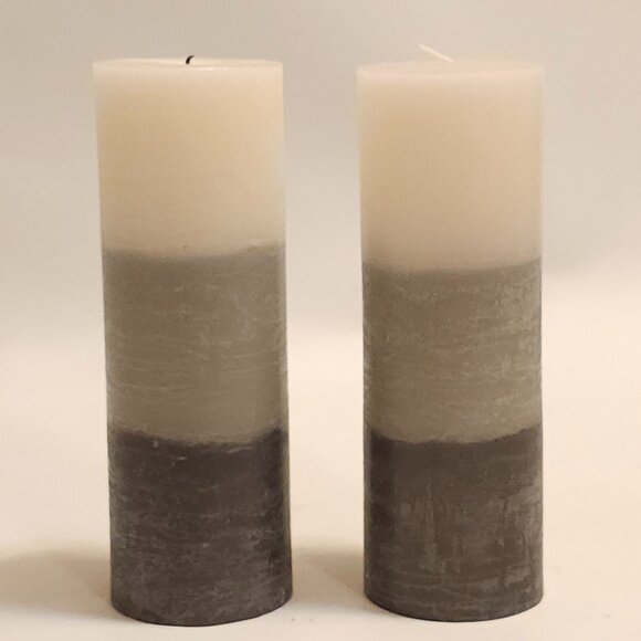 PRETTY Grey Gradient Pillar Candles 8" x 2 - Picture 1 of 3